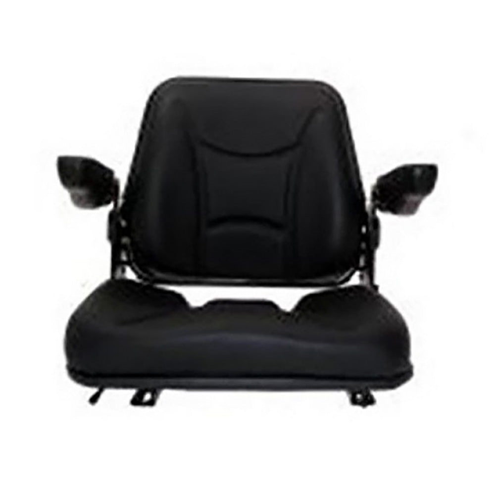 TS1100C Universal Fit Black Cloth Upholstery Tractor Seat w/ Folding Back/Arms