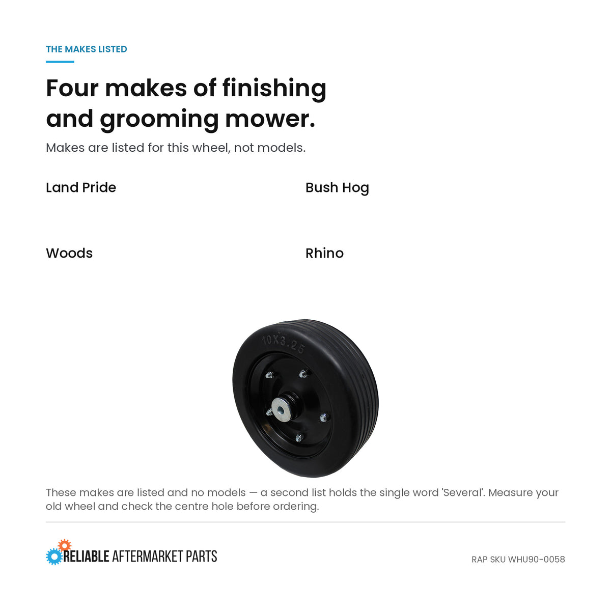 Finish Mower Wheel Fits BUSH HOG Replaces 50031954
