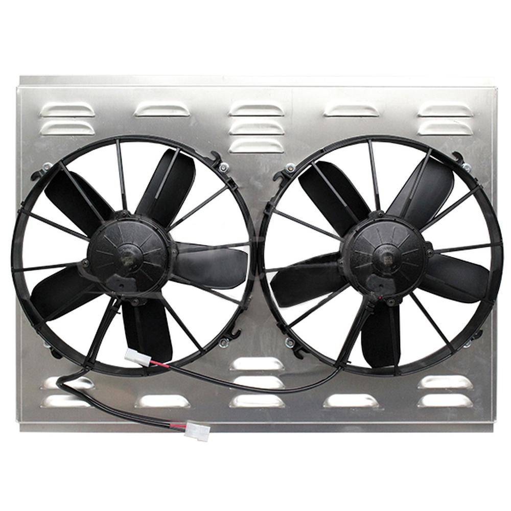 Z40076 Dual High CFM 12" Electric Fan & Shroud - 18 1/8 x 26 x 4 3/8